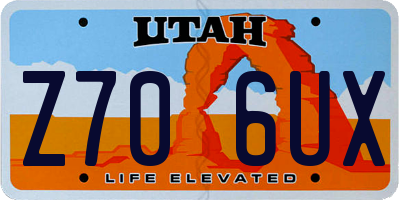 UT license plate Z706UX
