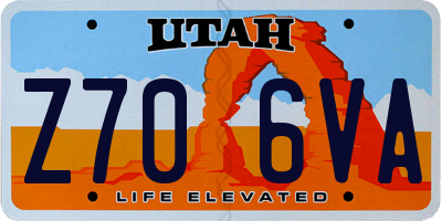 UT license plate Z706VA