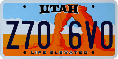 UT license plate Z706VO