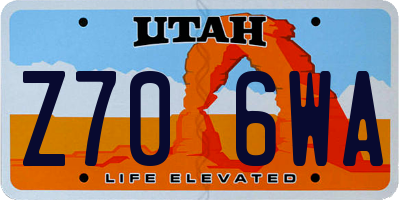 UT license plate Z706WA