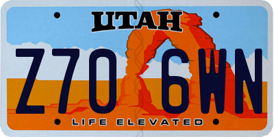 UT license plate Z706WN