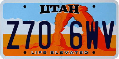 UT license plate Z706WV