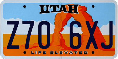 UT license plate Z706XJ