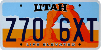 UT license plate Z706XT