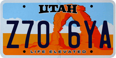 UT license plate Z706YA