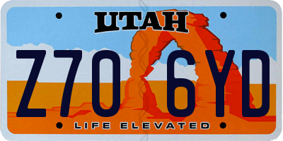 UT license plate Z706YD