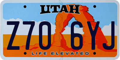 UT license plate Z706YJ