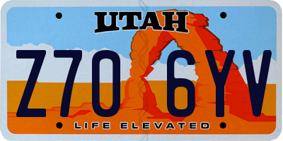 UT license plate Z706YV