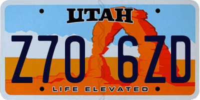 UT license plate Z706ZD