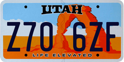 UT license plate Z706ZF
