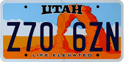 UT license plate Z706ZN