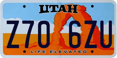 UT license plate Z706ZU