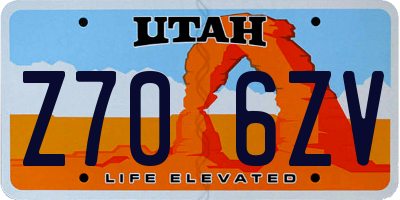 UT license plate Z706ZV