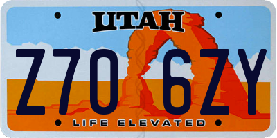 UT license plate Z706ZY