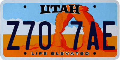 UT license plate Z707AE