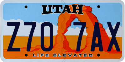 UT license plate Z707AX