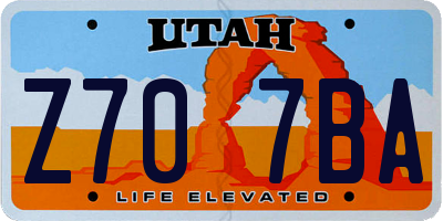UT license plate Z707BA