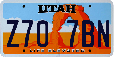 UT license plate Z707BN