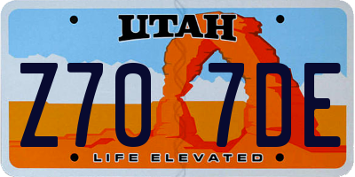 UT license plate Z707DE