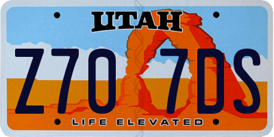 UT license plate Z707DS