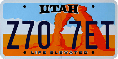 UT license plate Z707ET