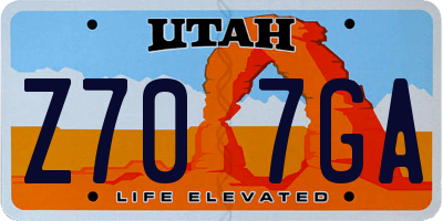 UT license plate Z707GA