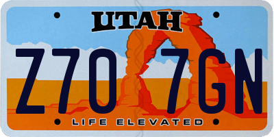 UT license plate Z707GN