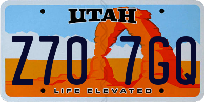 UT license plate Z707GQ