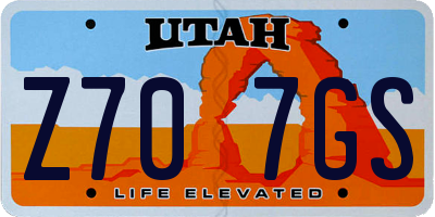 UT license plate Z707GS