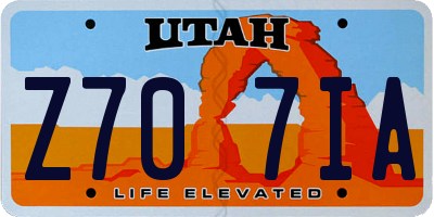 UT license plate Z707IA