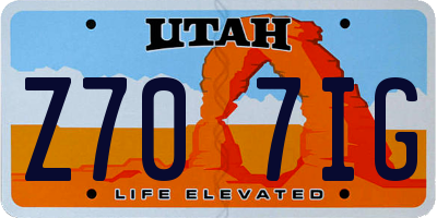UT license plate Z707IG