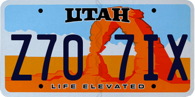 UT license plate Z707IX