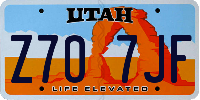 UT license plate Z707JF