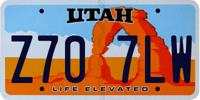 UT license plate Z707LW
