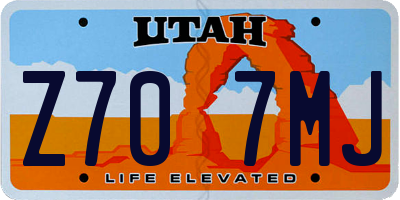UT license plate Z707MJ