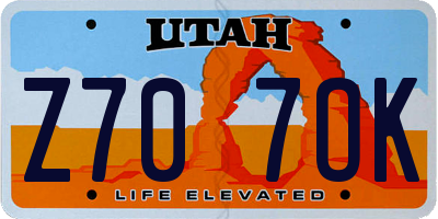 UT license plate Z707OK