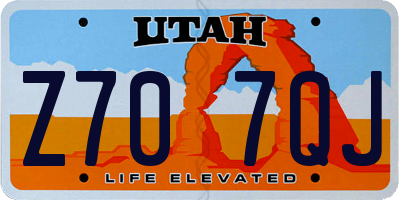 UT license plate Z707QJ