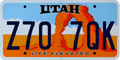 UT license plate Z707QK