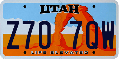 UT license plate Z707QW