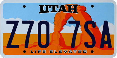 UT license plate Z707SA