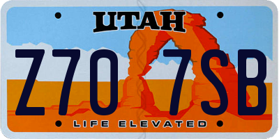 UT license plate Z707SB