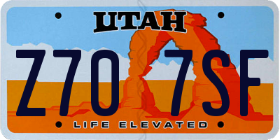 UT license plate Z707SF