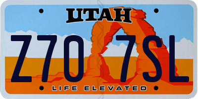UT license plate Z707SL