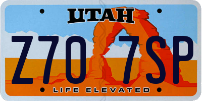 UT license plate Z707SP
