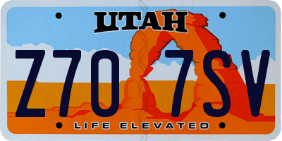 UT license plate Z707SV