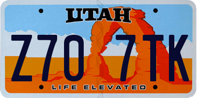 UT license plate Z707TK