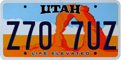 UT license plate Z707UZ