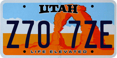 UT license plate Z707ZE