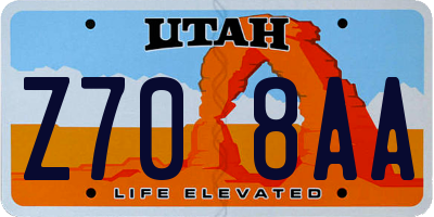 UT license plate Z708AA