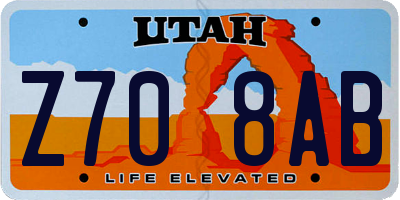 UT license plate Z708AB